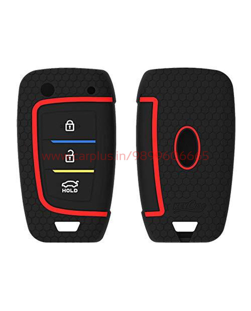 Keycare Silicon key cover KC43 compatible for Kona, Verna onwards flip key | non push button start models | Black